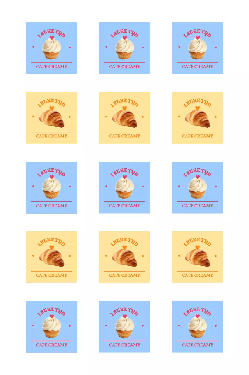 Eenvoudige promotiestickers voor cafés met foto's