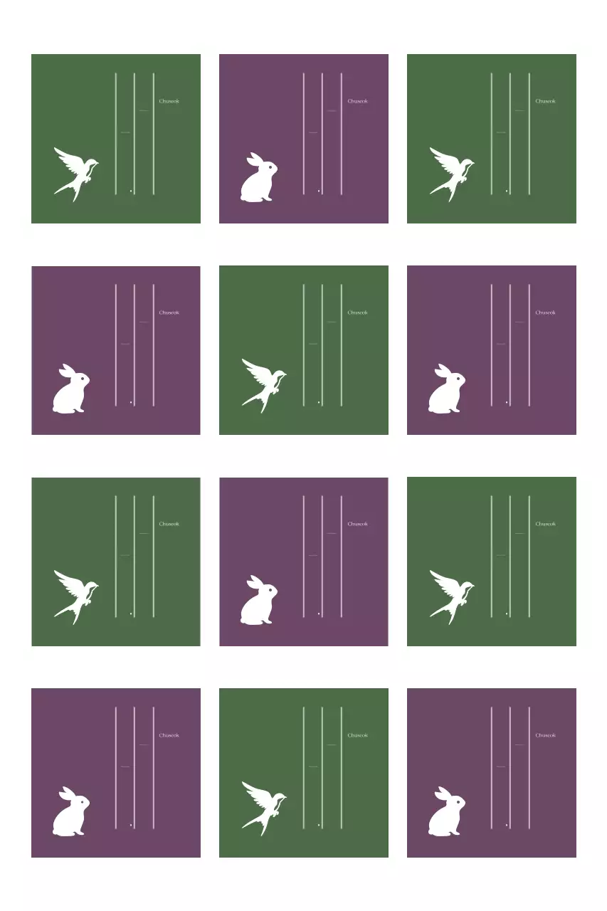 Chuseok-Grüße mit einfachen Tiersilhouetten