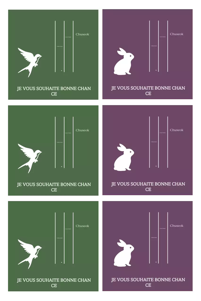 Salutations de Chuseok avec des silhouettes d'animaux simples