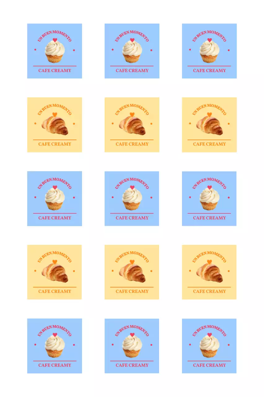 Pegatinas promocionales sencillas de cafetería con fotos.