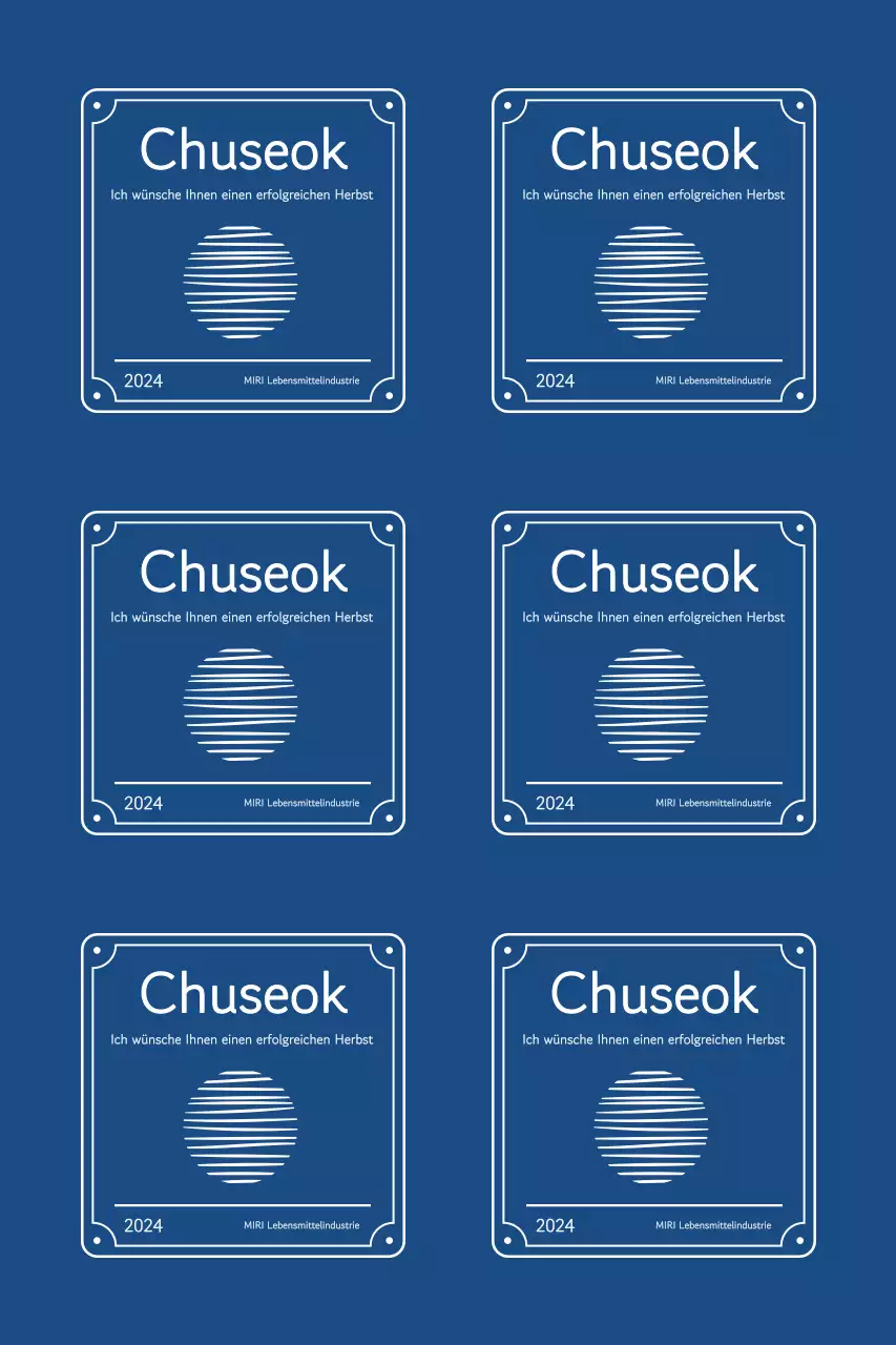 Chuseok-Grüße mit traditionellen Rändern und einem schwebenden Mond