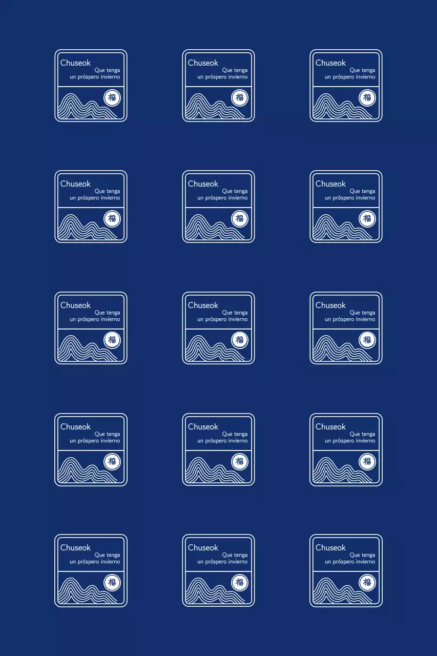 Saludos tradicionales de Chuseok con marco dividido