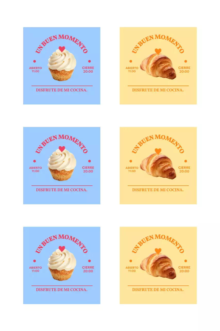 Pegatinas promocionales sencillas de cafetería con fotos.