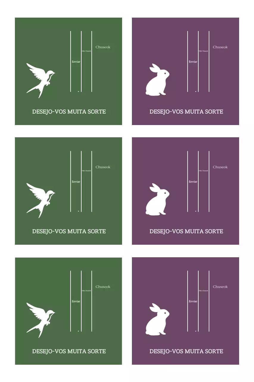 Saudações Chuseok com silhuetas simples de animais