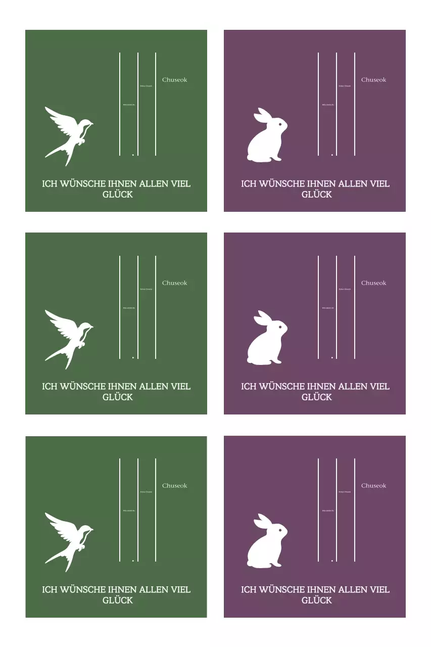 Chuseok-Grüße mit einfachen Tiersilhouetten