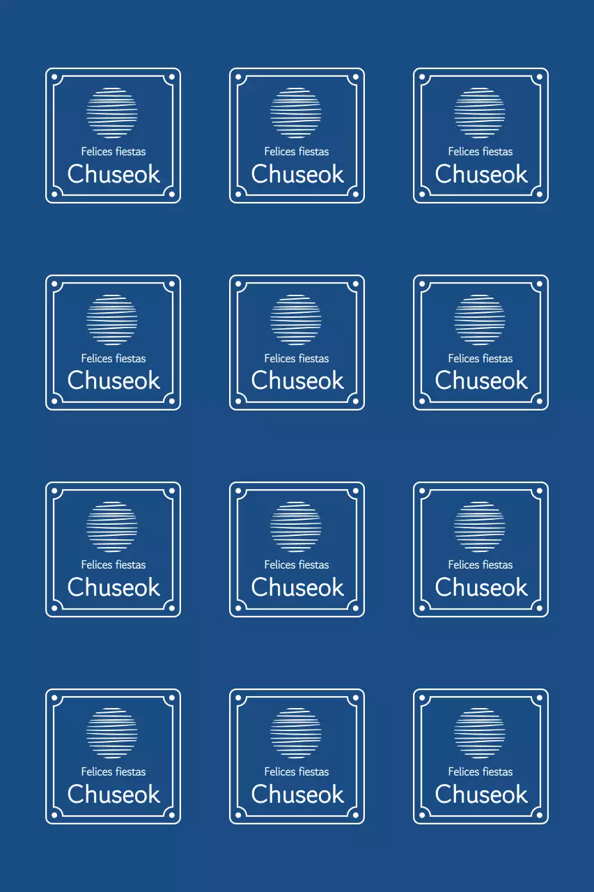 Saludos de Chuseok con bordes tradicionales y una luna flotante