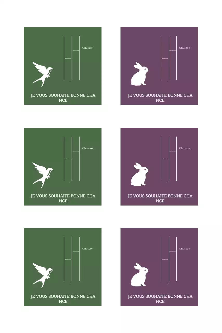 Salutations de Chuseok avec des silhouettes d'animaux simples