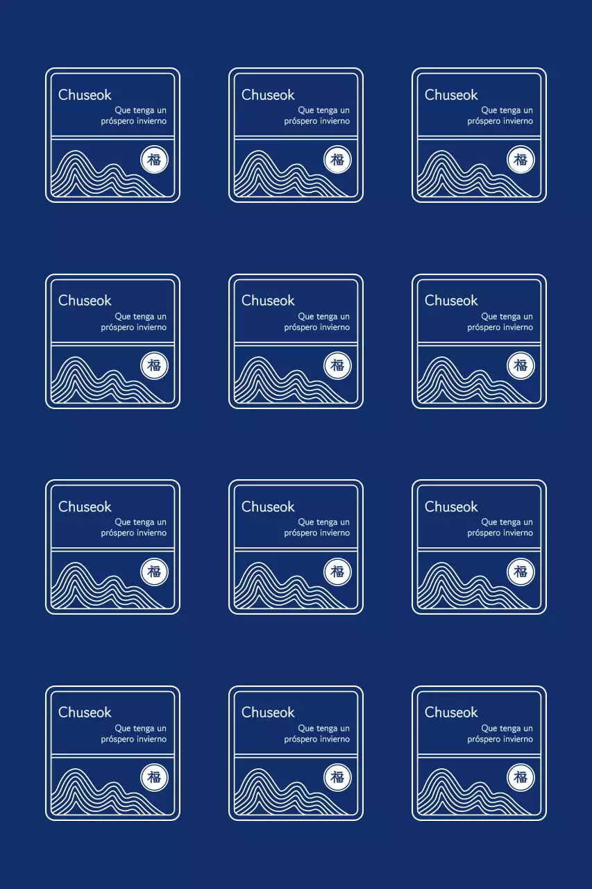 Saludos tradicionales de Chuseok con marco dividido