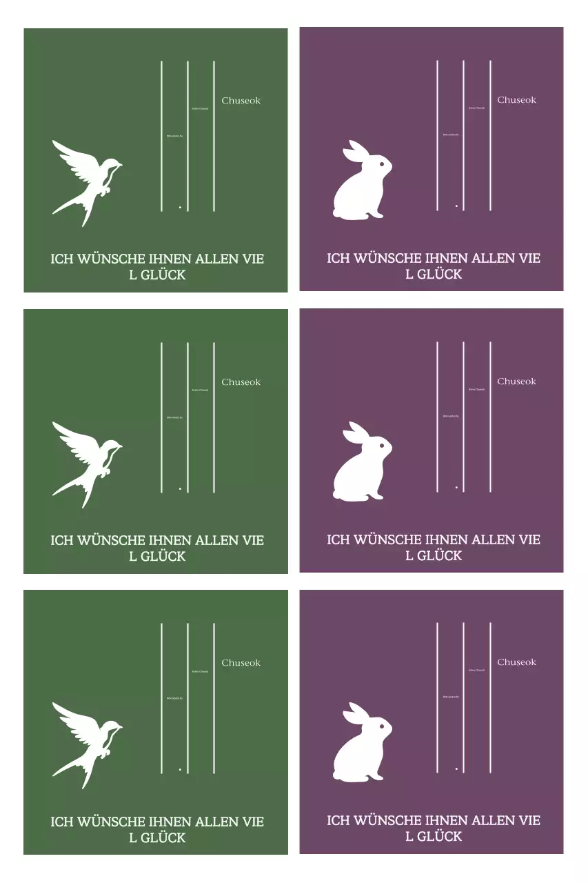 Chuseok-Grüße mit einfachen Tiersilhouetten