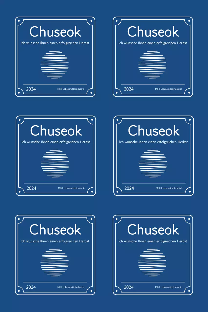 Chuseok-Grüße mit traditionellen Rändern und einem schwebenden Mond