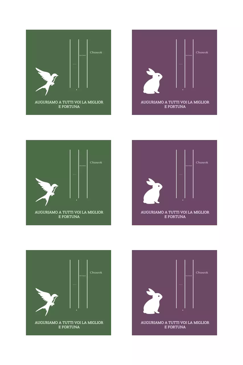 Saluti Chuseok con semplici sagome di animali