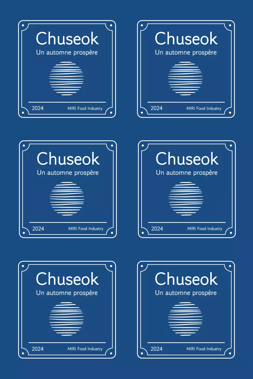 Salutations de Chuseok avec des bordures traditionnelles et une lune flottante