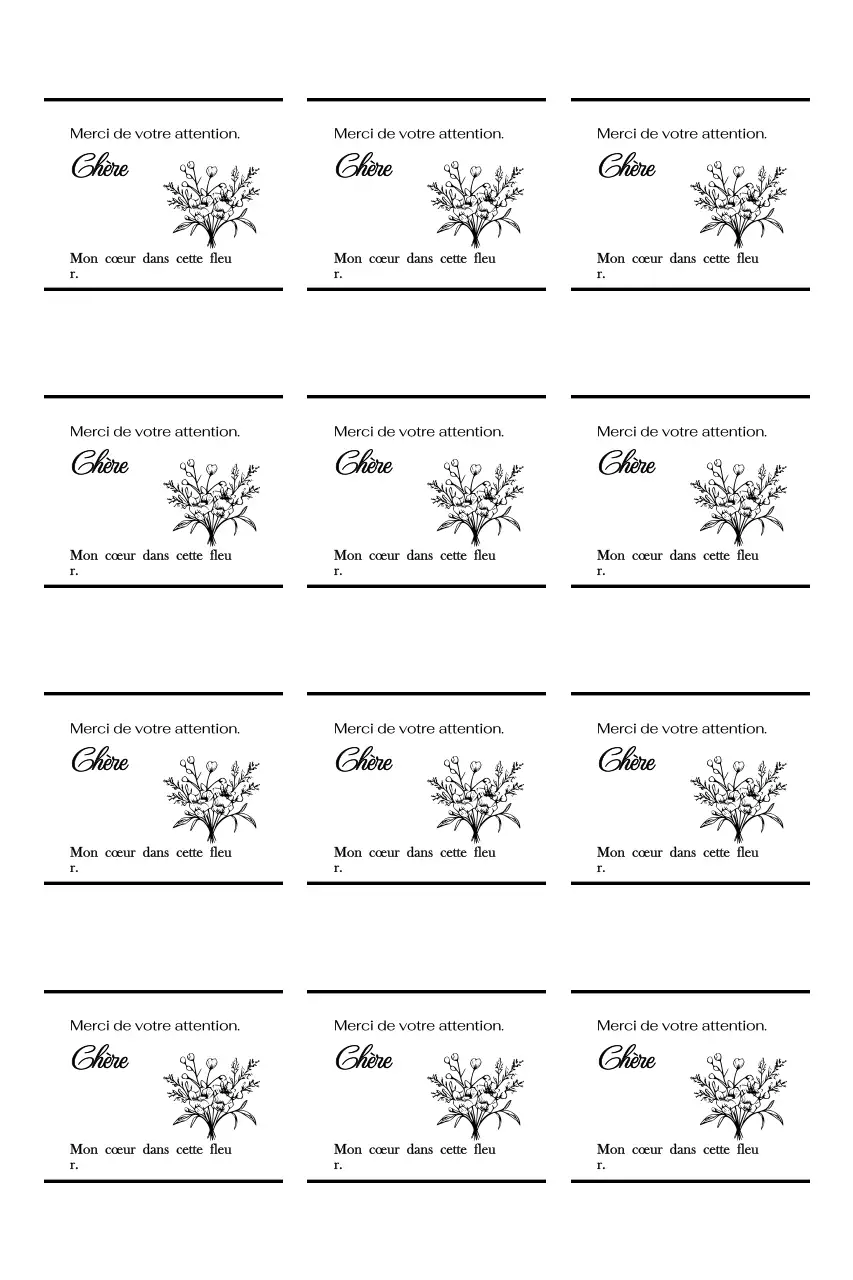 Illustration de bouquet minimaliste avec un message de remerciement