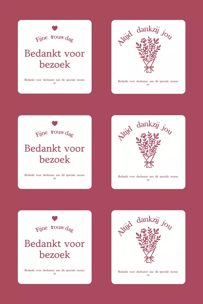 Eenvoudige bedankkaart voor een bruiloft met rand