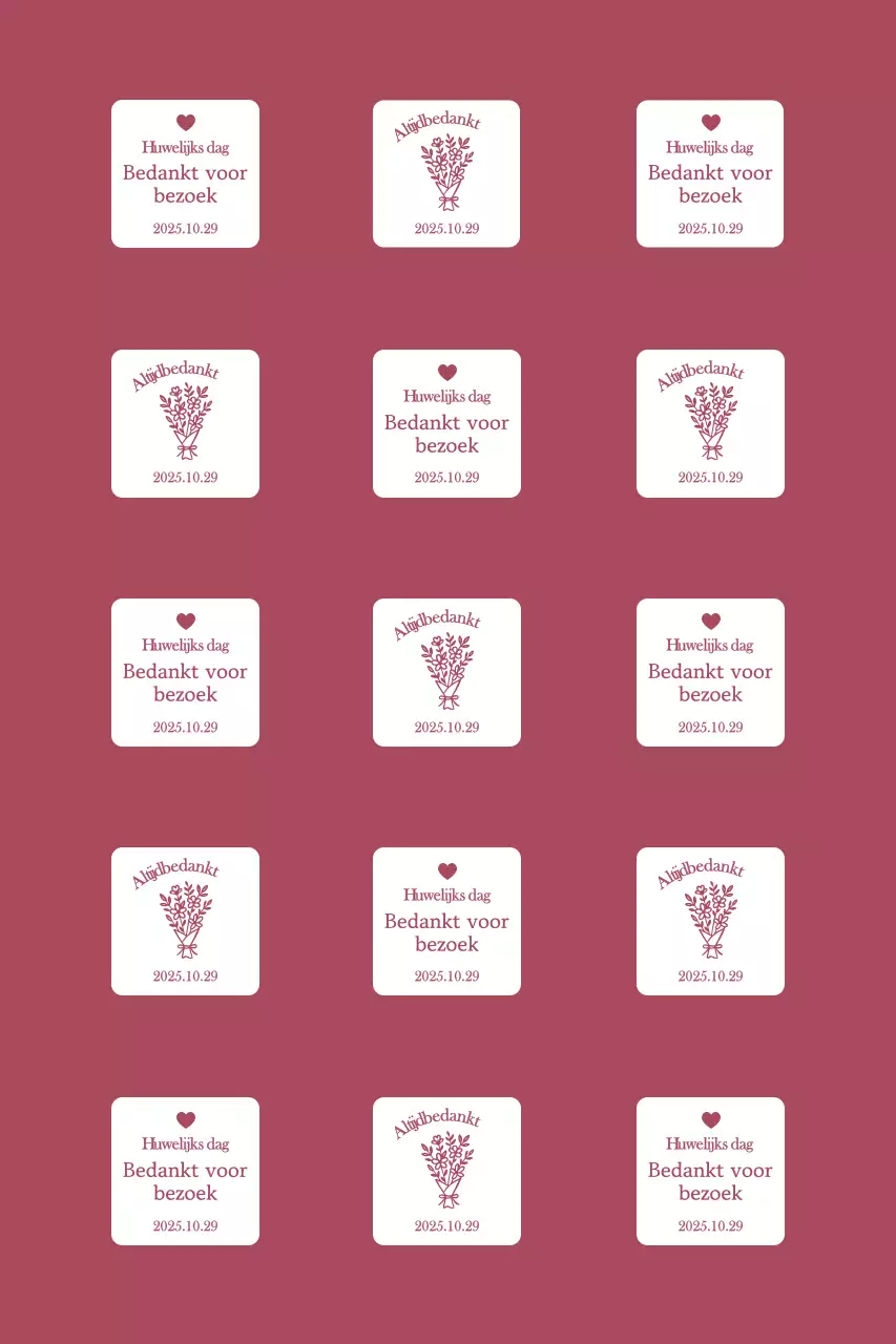 Eenvoudige bedankkaart voor een bruiloft met rand