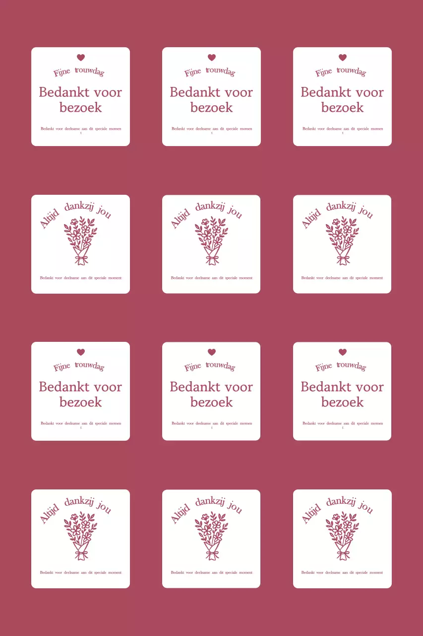 Eenvoudige bedankkaart voor een bruiloft met rand