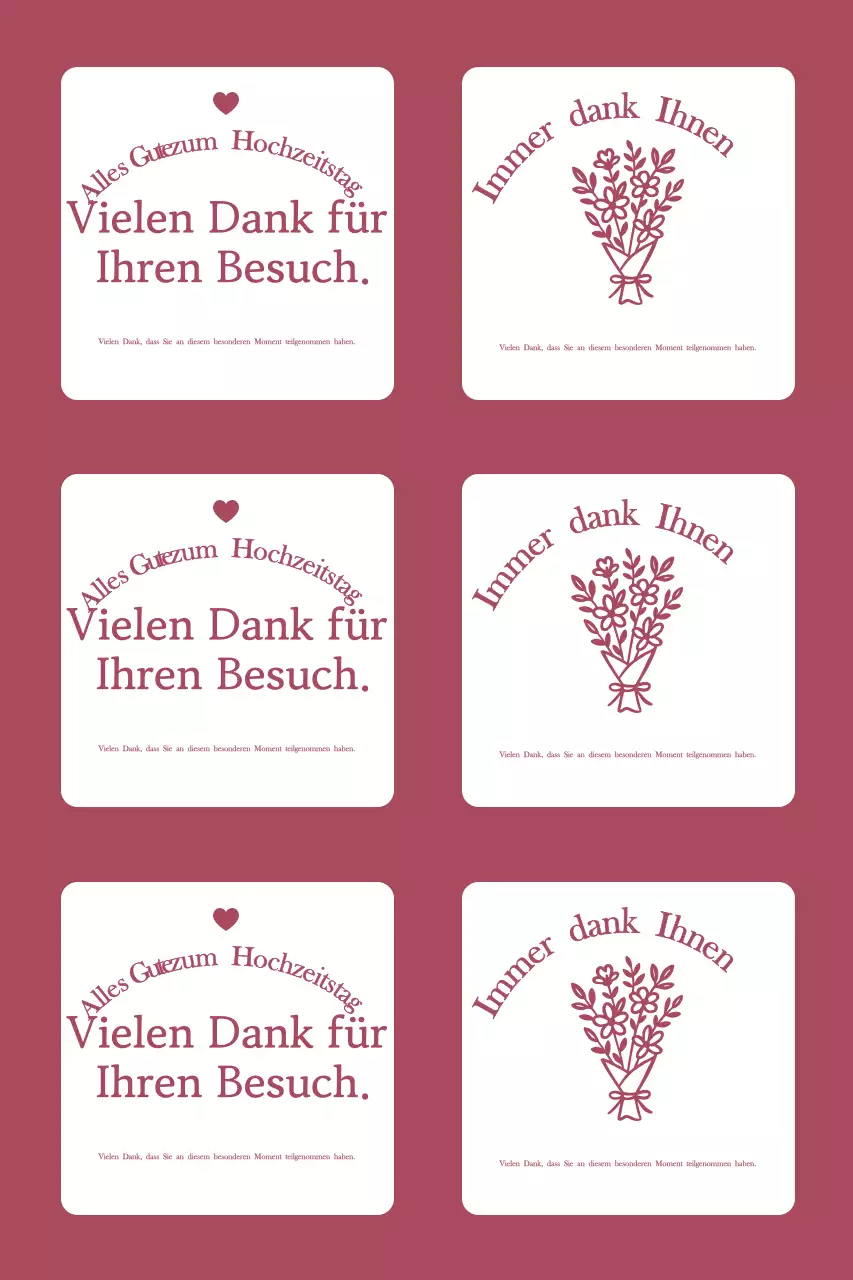 Einfache Dankeskarte zur Hochzeit mit Rand