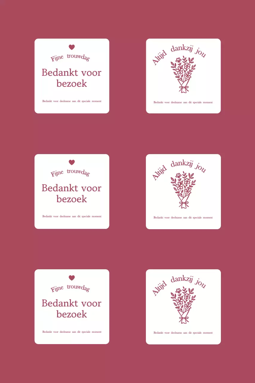 Eenvoudige bedankkaart voor een bruiloft met rand