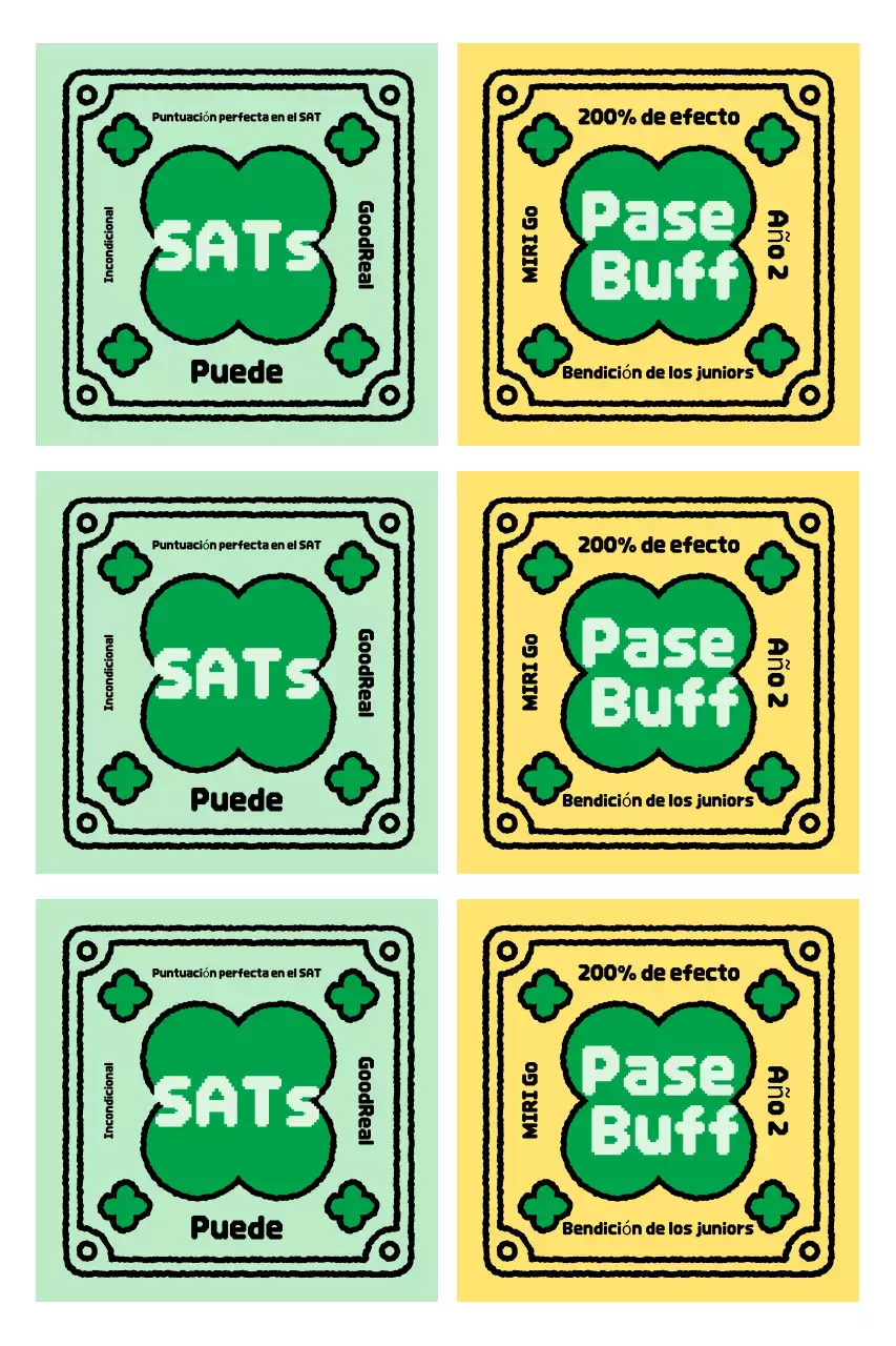 Pegatina con amuleto de alegría para la prueba de capacidad académica universitaria vintage