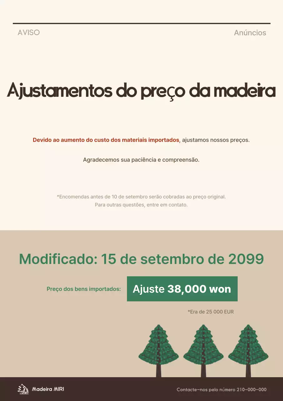 Aviso de Guia de Preços Simples Bege