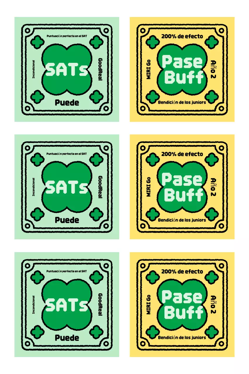 Pegatina con amuleto de alegría para la prueba de capacidad académica universitaria vintage