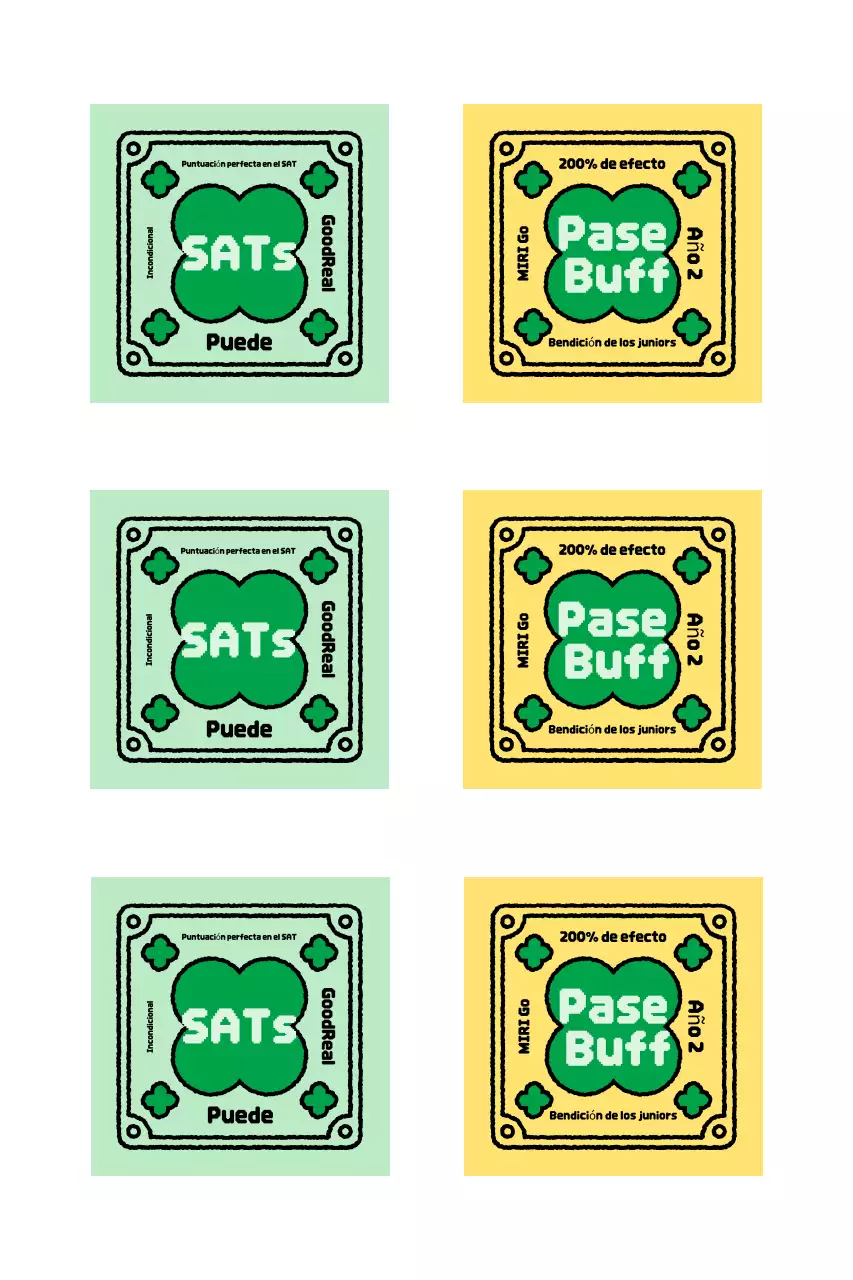 Pegatina con amuleto de alegría para la prueba de capacidad académica universitaria vintage