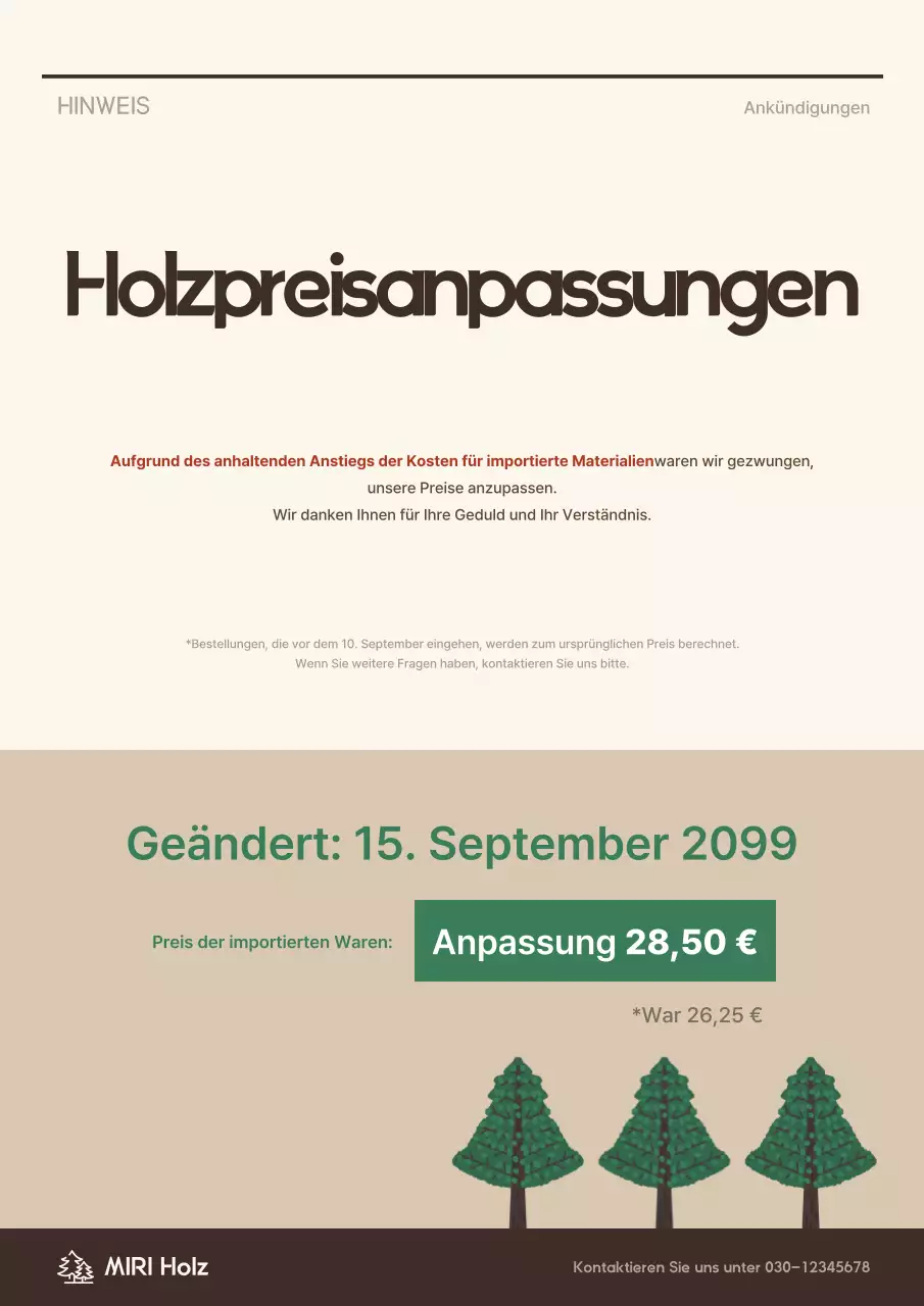 Beige Simple Preisleitfaden Hinweis