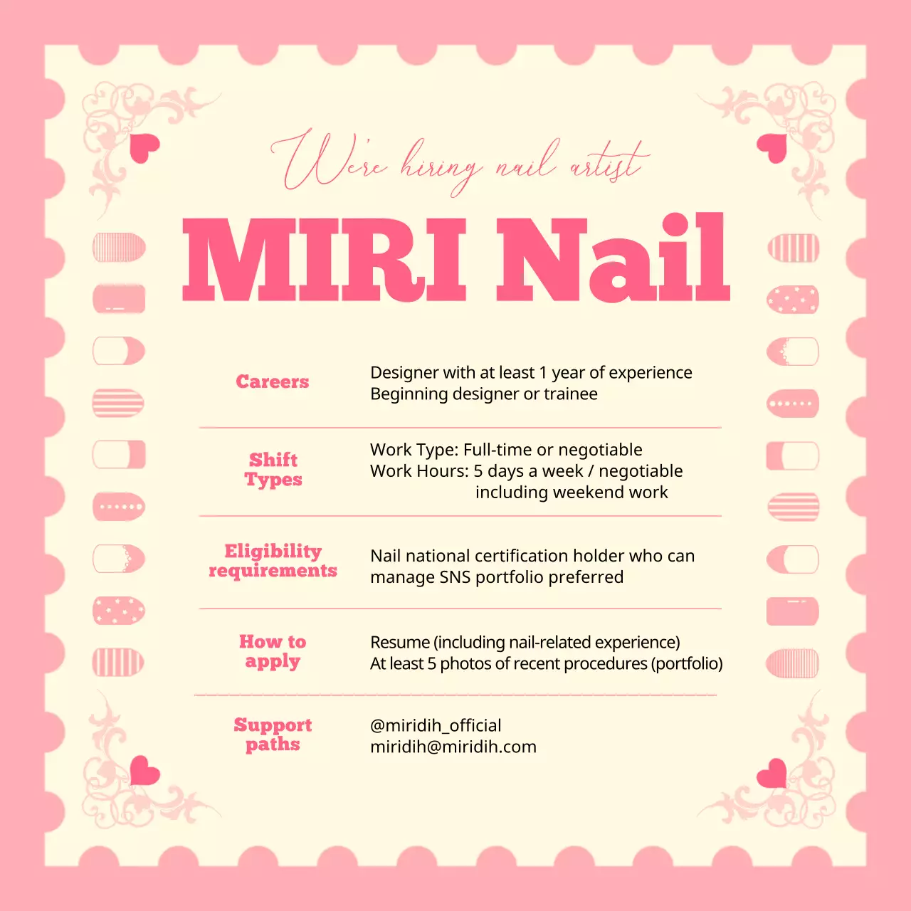 pemberitahuan rekrutmen elegan berwarna merah muda