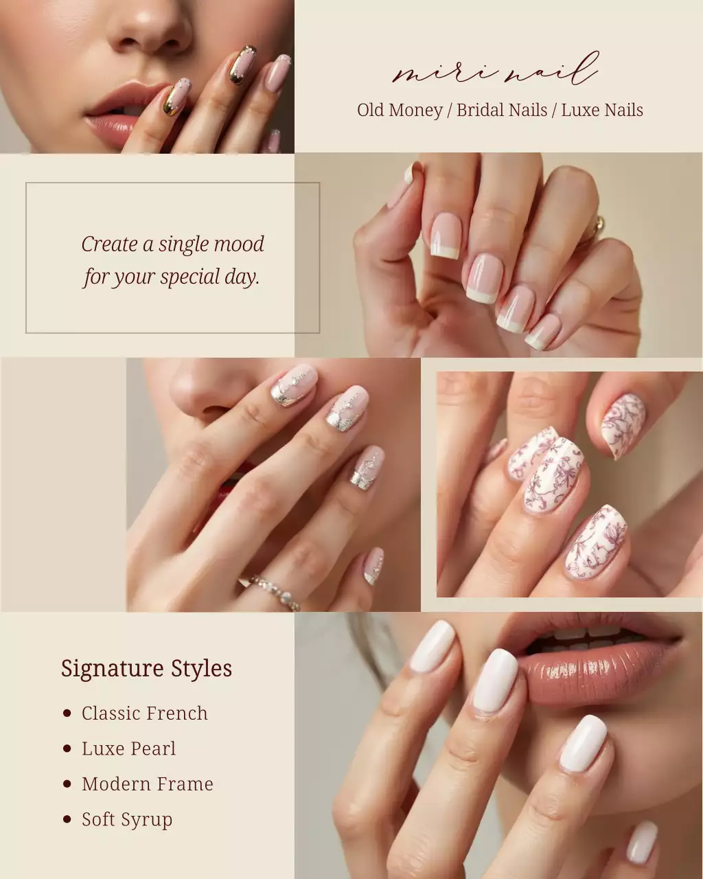 beige elegant bridal nails promotion