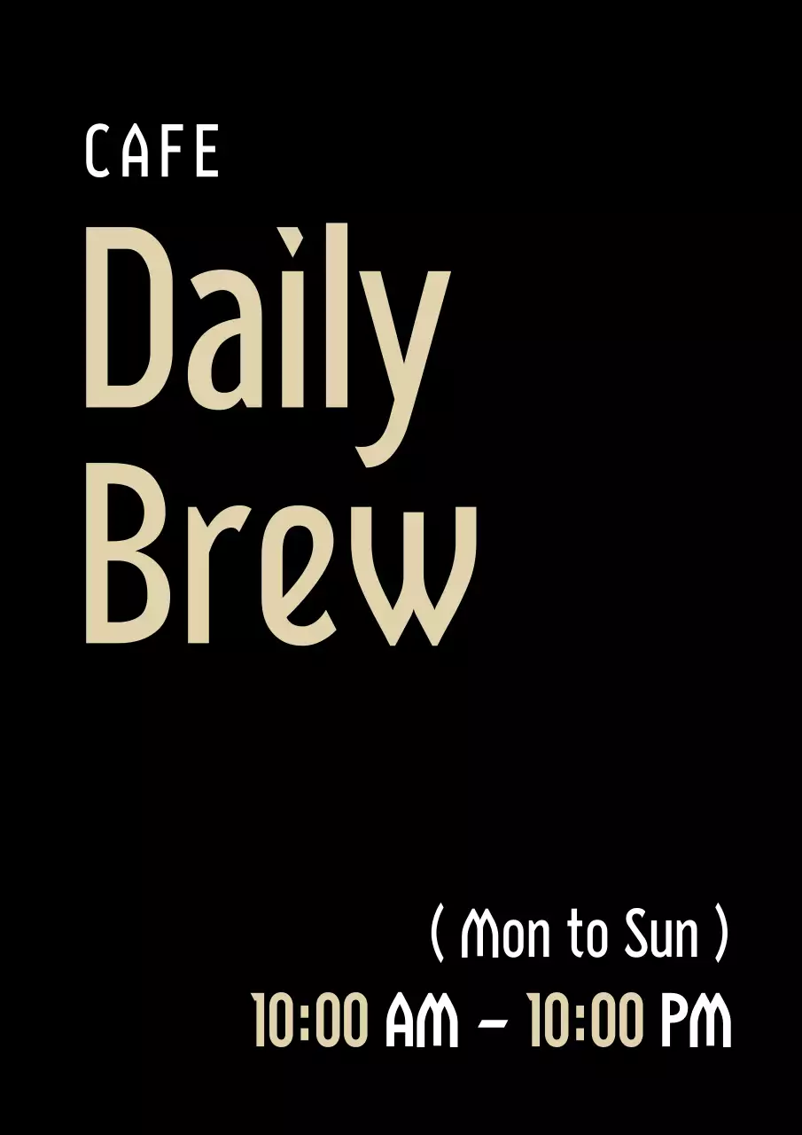 黒 シンプル カフェ 営業時間 テキスト