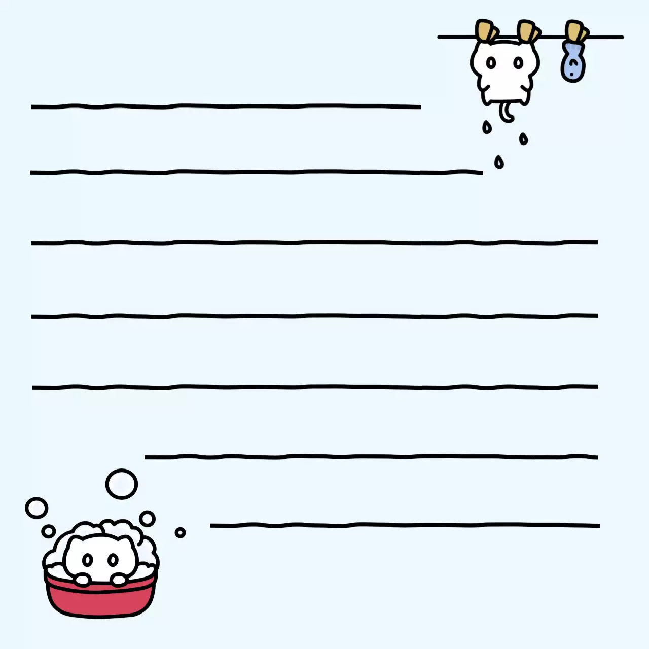 하늘색 아기자기한 생활 메모지