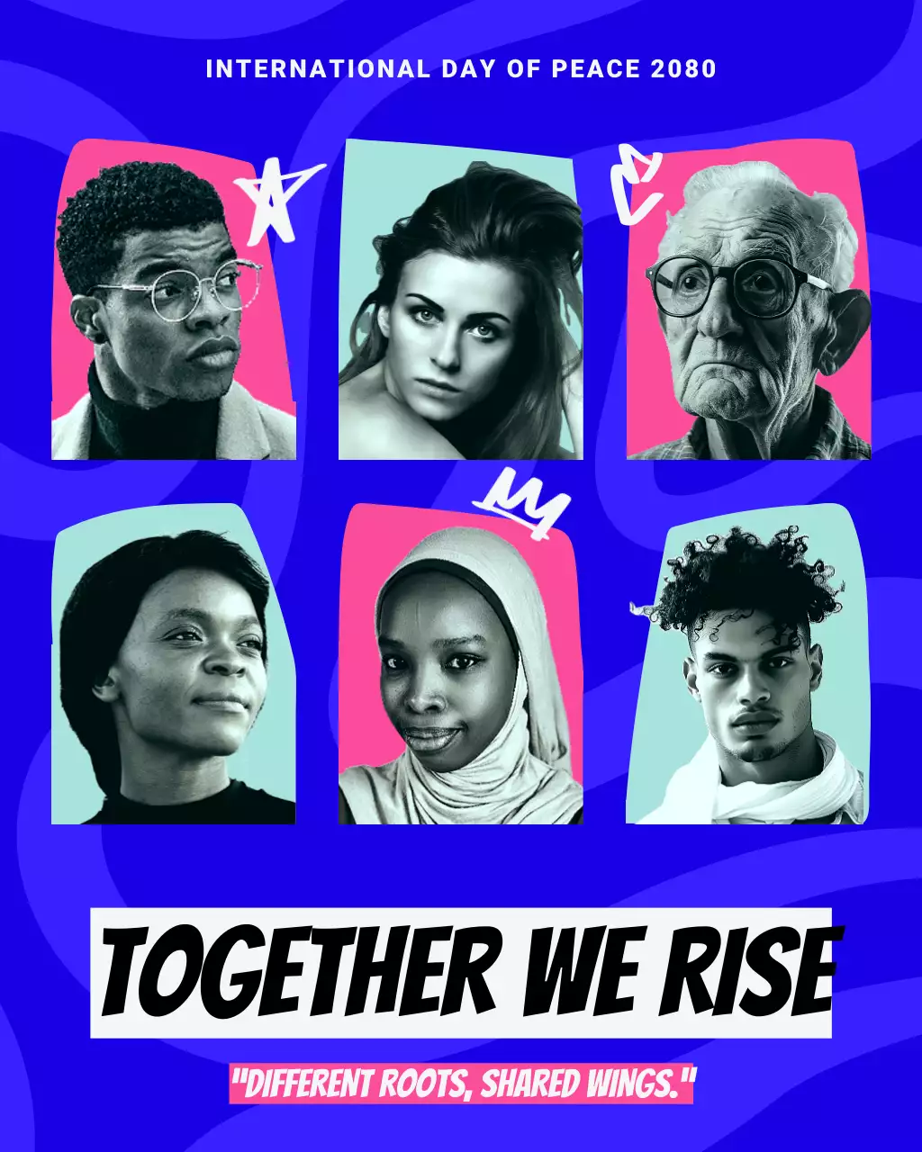 Blue and Pink Modern Pop International Peace Day Instagram Post