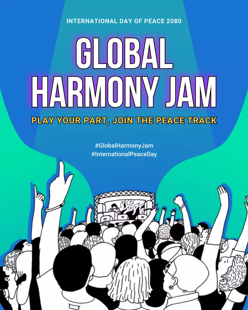 Neon Green and Blue Fun Bold International Peace Day Instagram Post