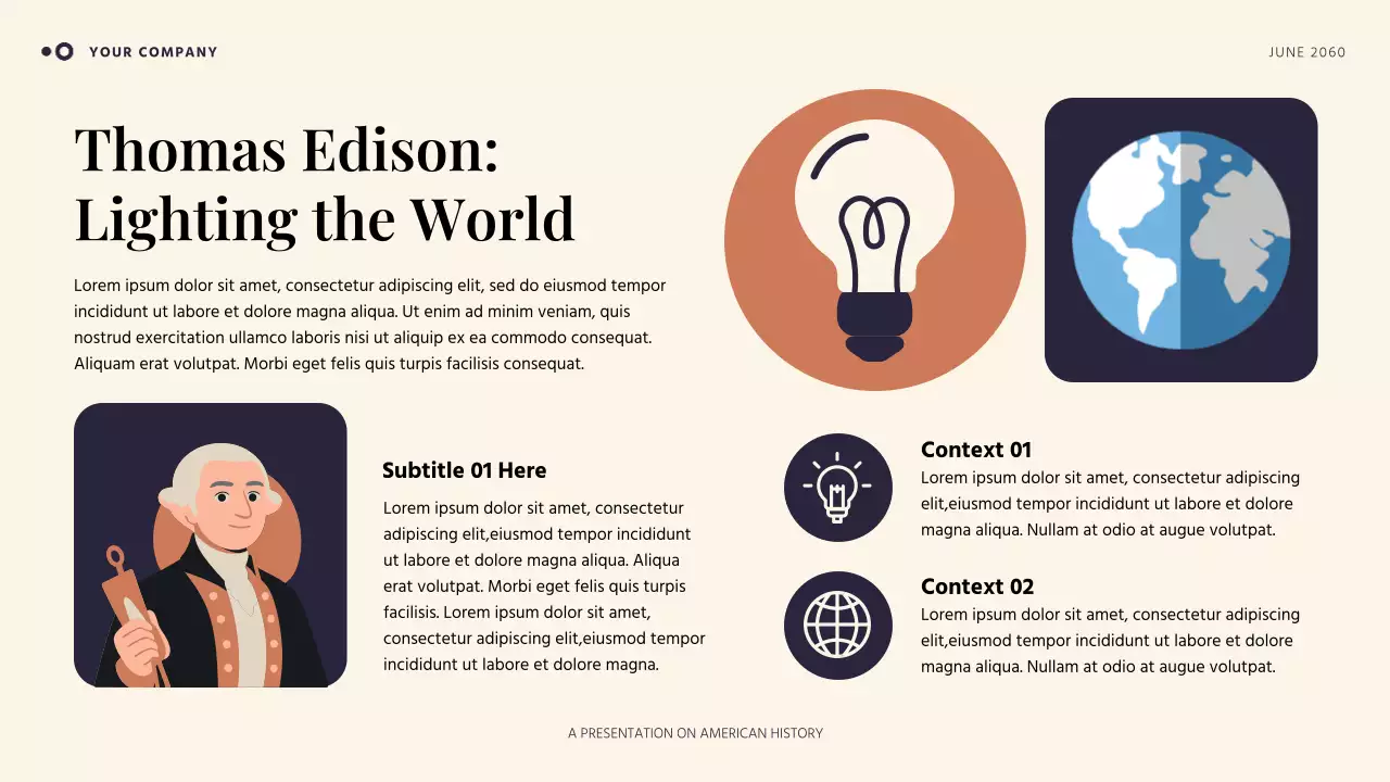 Orange and Blue Simple American History Presentation