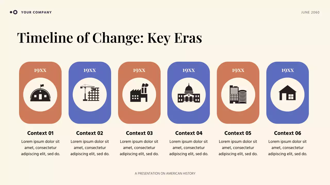 Orange and Blue Simple American History Presentation