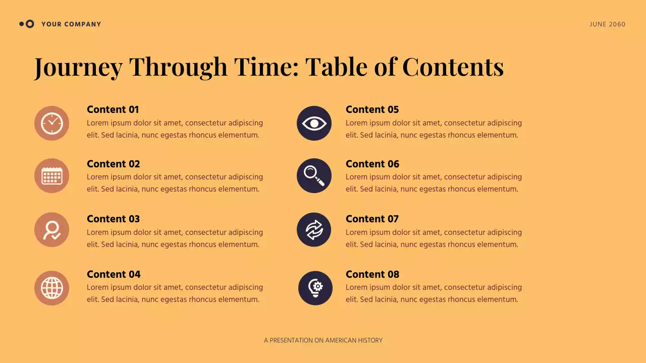 Orange and Blue Simple American History Presentation