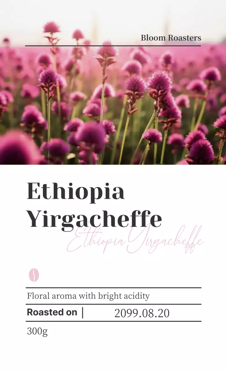 ピンク シンプル コーヒー ラベル コーヒー豆ラベル