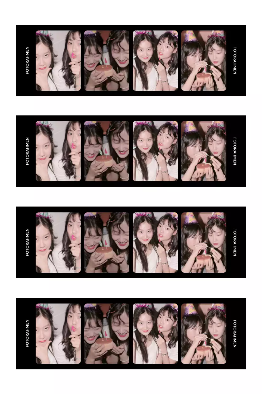 Schwarzer Cute Life 4-Cut-Fotorahmen