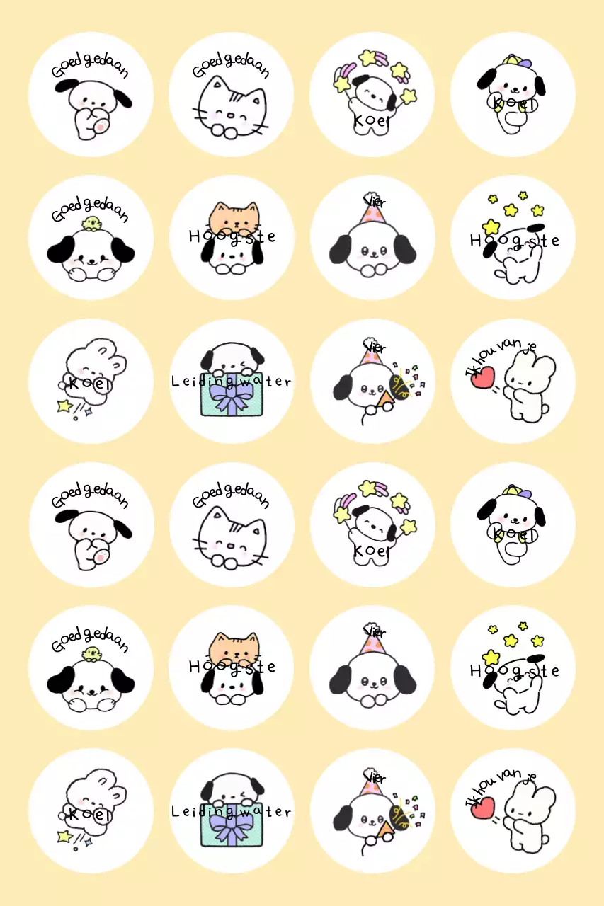 Beige schattige stickerartikelen