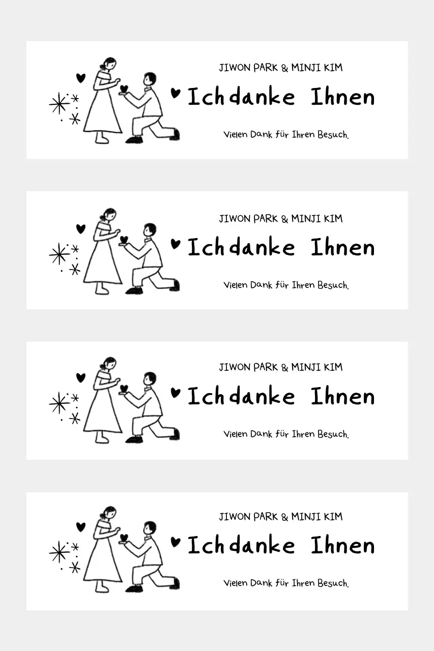 Schwarz-weiße einfache Hochzeitsdankkarte