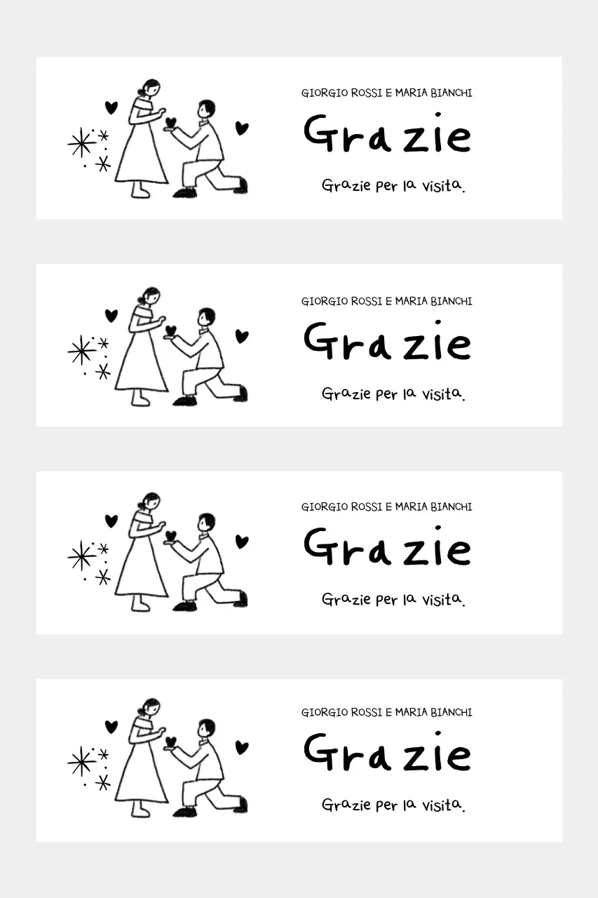 Matrimonio semplice in bianco e nero, grazie