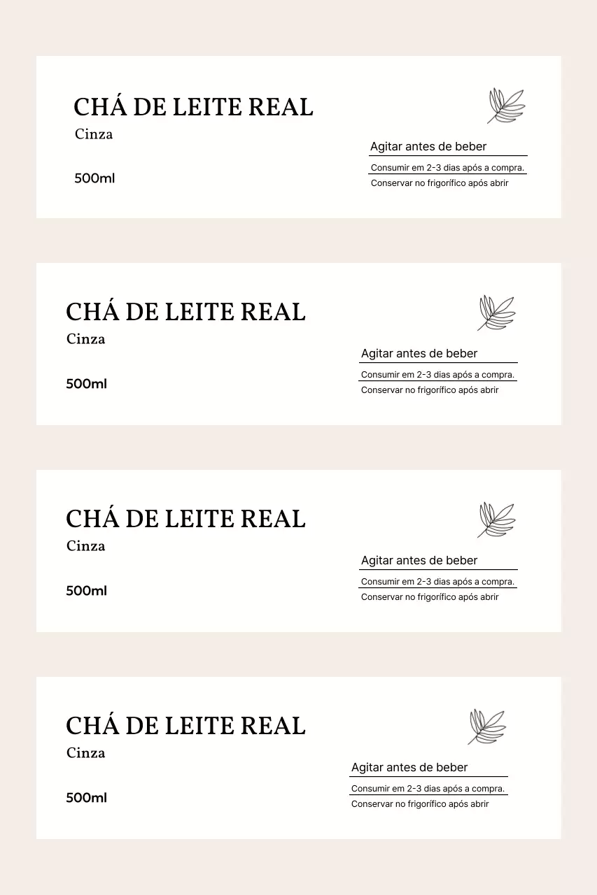 Rótulo de bebida simples bege