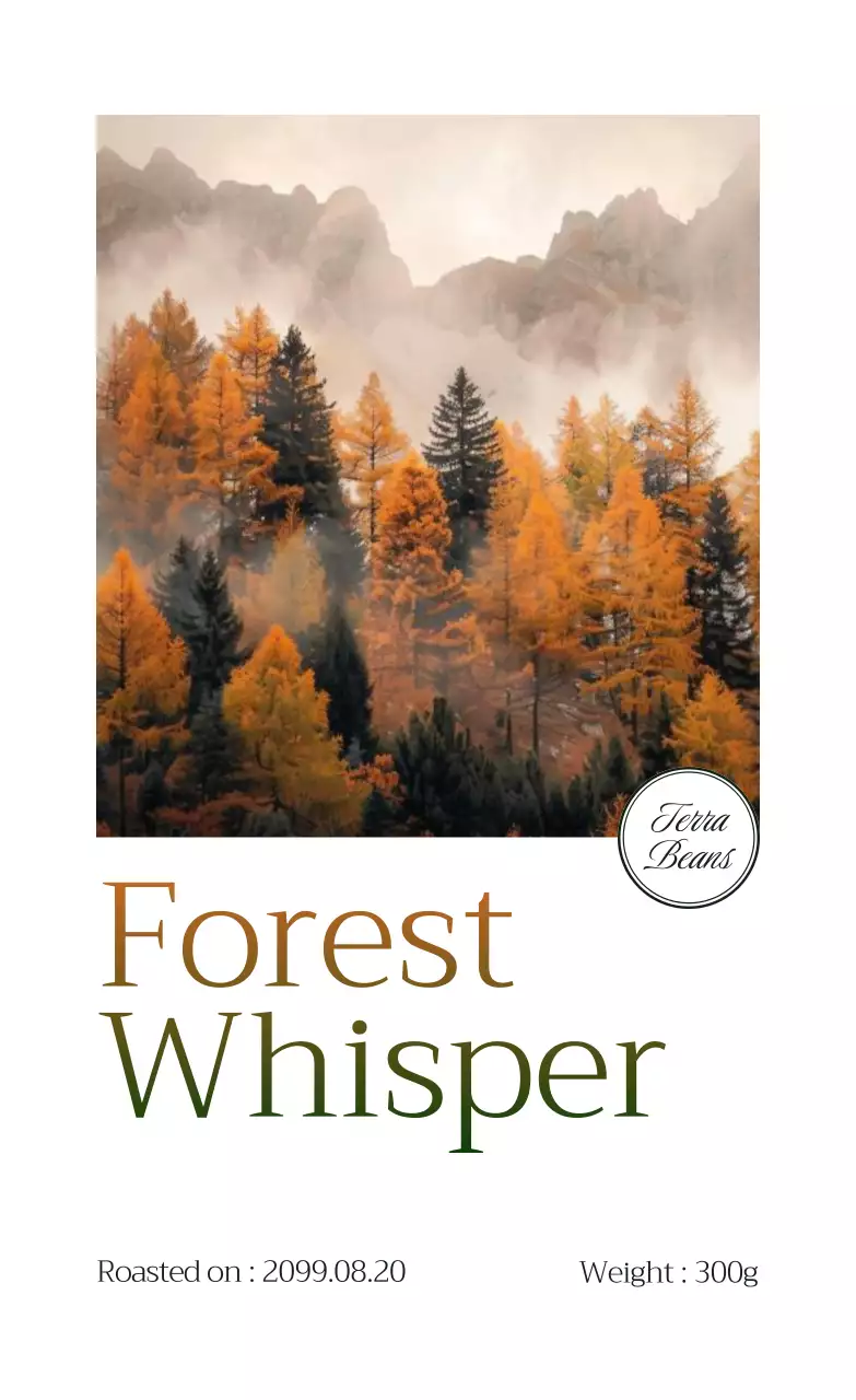 オレンジ 上品 自然 ラベル コーヒー豆ラベル