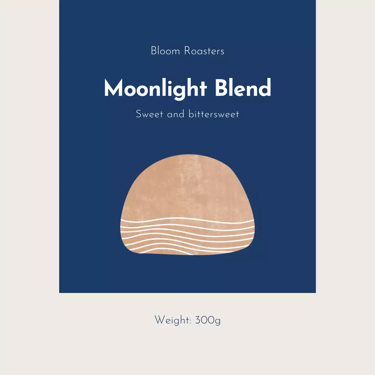 ネイビー ベージュ シンプル コーヒー豆ラベル