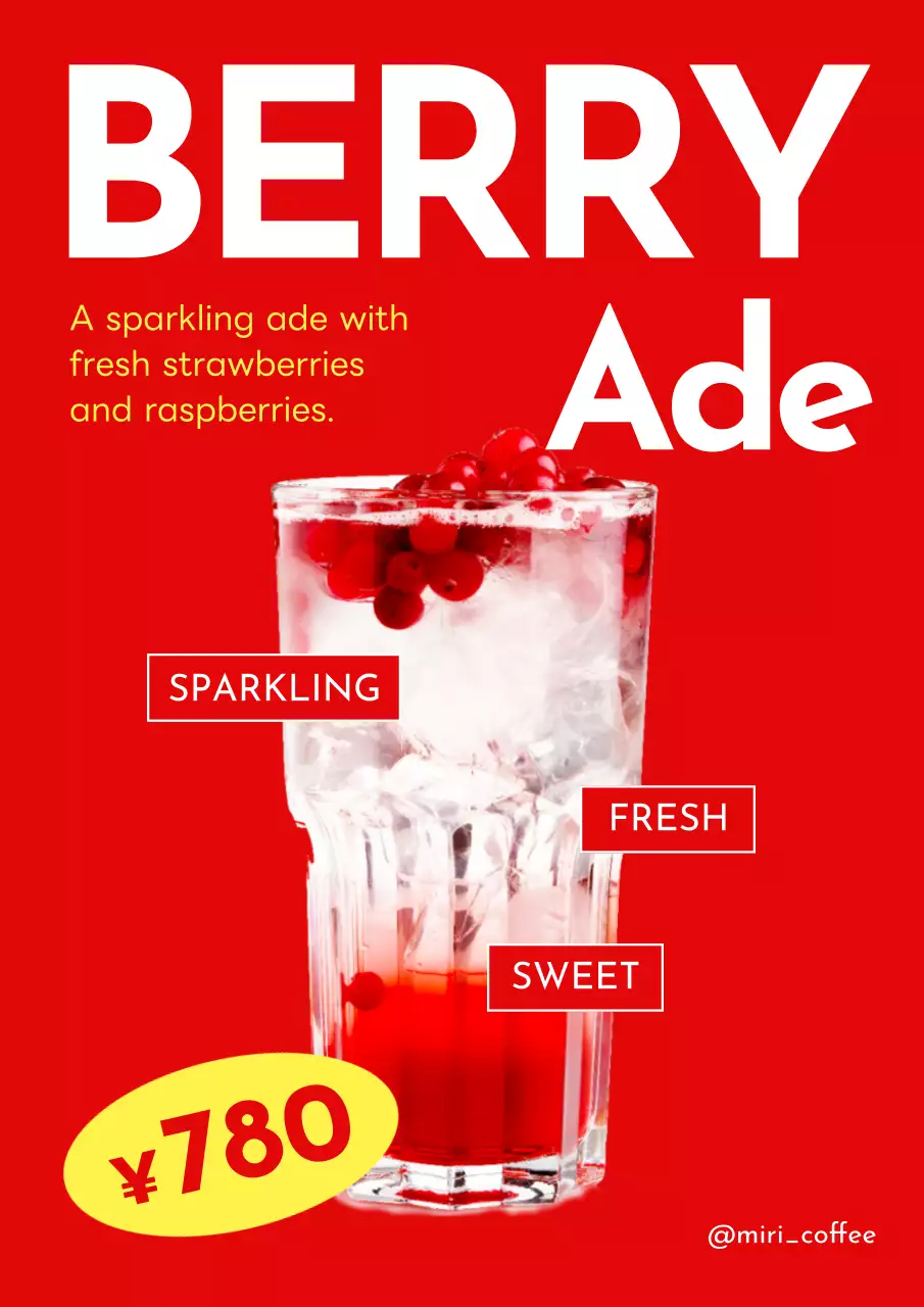 赤 モダン ドリンク メニュー ポップ