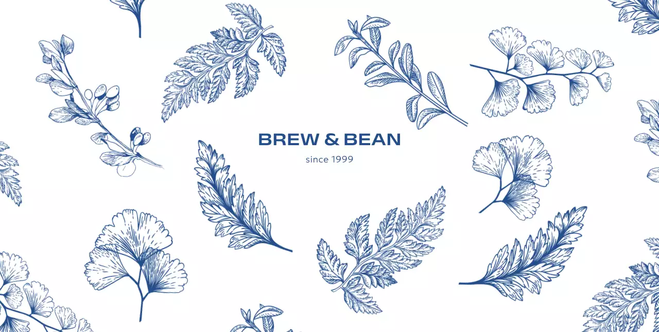 青 シンプル カフェ ロゴ パターン