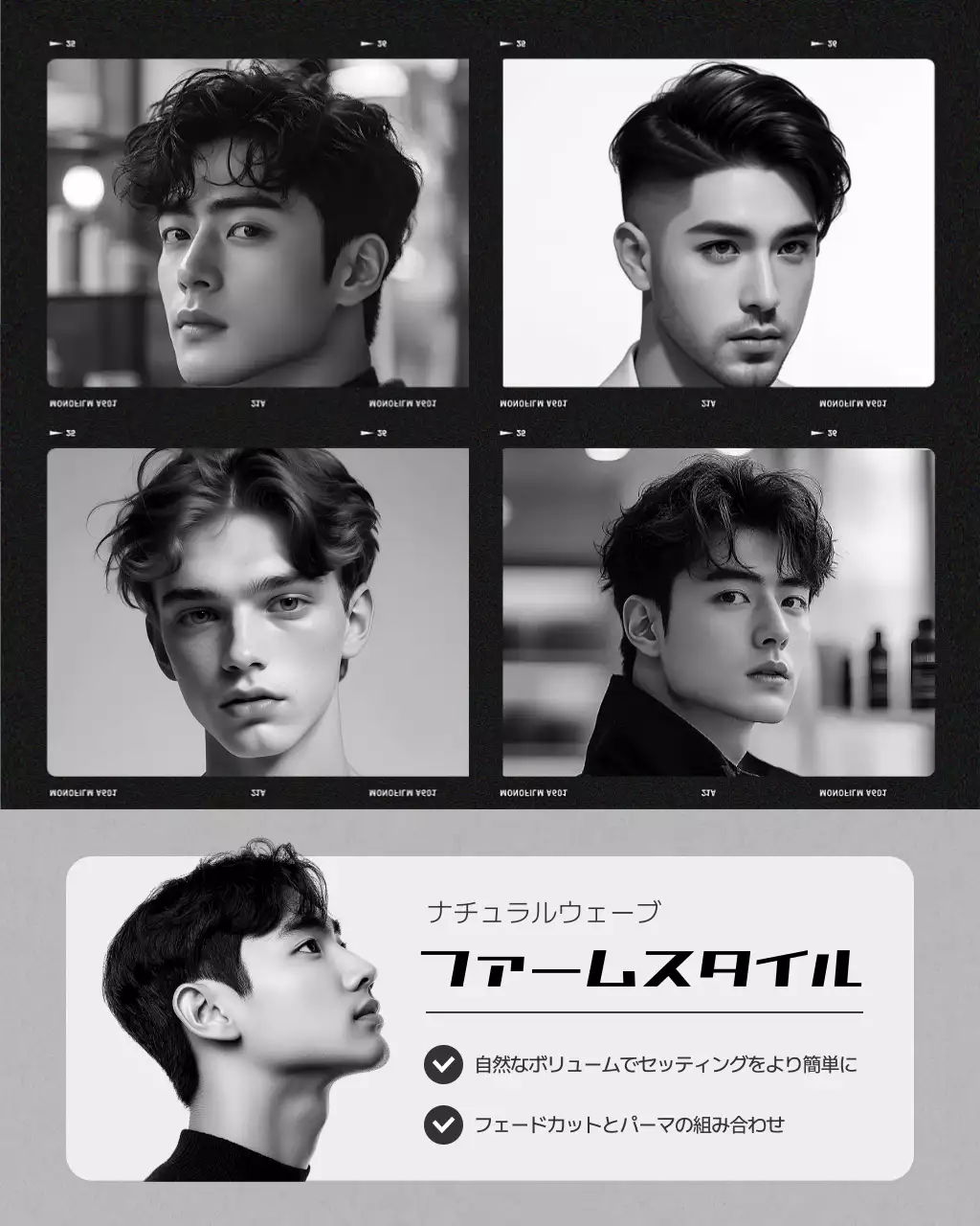 白黒 モダン 理髪店 プラン