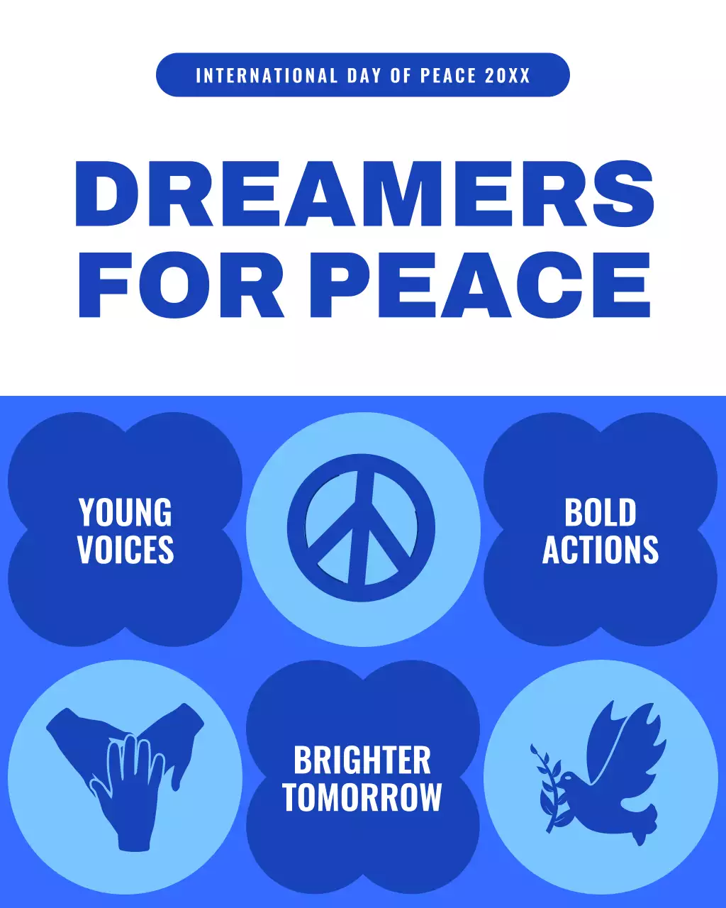 Blue and White Bold Illustrative International Peace Day Instagram Post