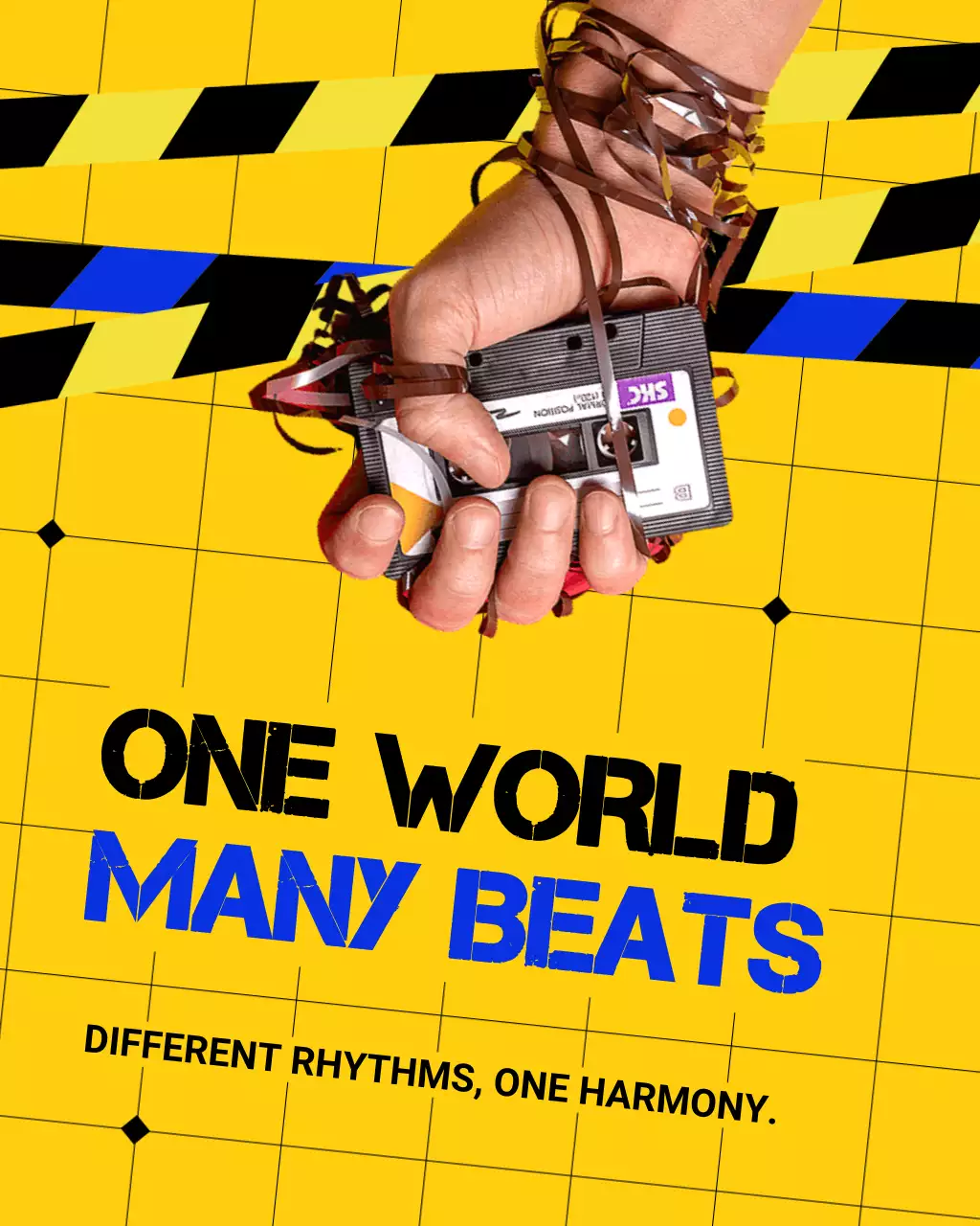 Bright Yellow and Blue Retro Pop Art International Peace Day