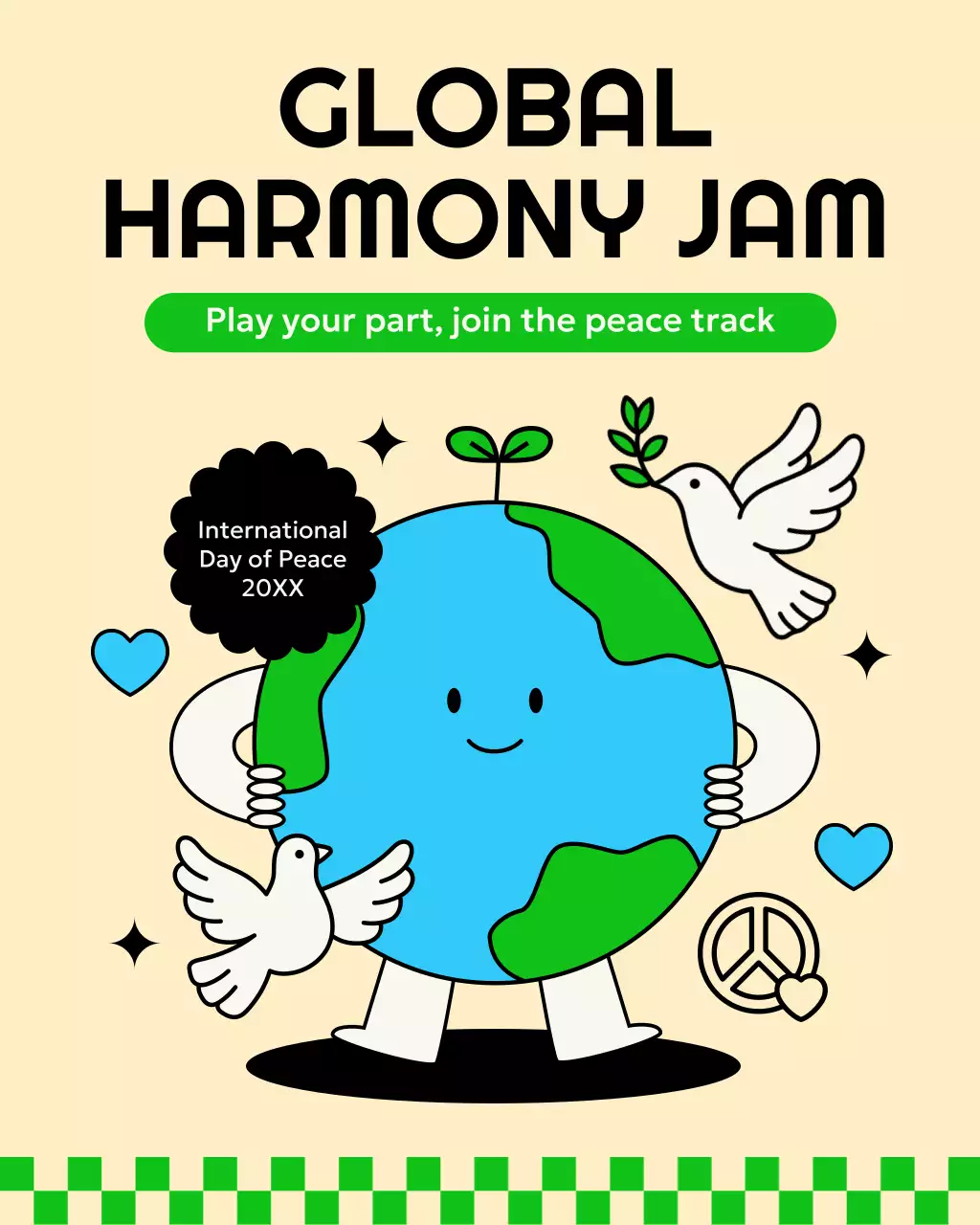 Blue and Green Retro Peace Day Event Instagram Post